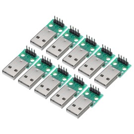 sourcing map 10 Pcs USB Breakout Board USB 2.0 to Dip Adapter Board Male Sockets 4pin 2.54mm with Pin Header