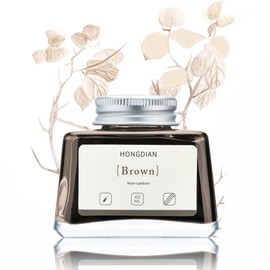 Asvine Hongdian Fountain Pen Bottled Ink Brown, 60ml Fountain Pen Ink Bottled for Writing and Calligraphy, Non Carbon
