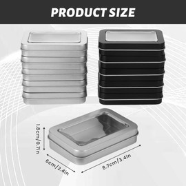 WatDenyFine Pack of 6 Metal Tins with Lids, Storage Box, Small Box with Lid, Small Metal Box, Small Tins, Cards, Tin Cans for Parts, Black
