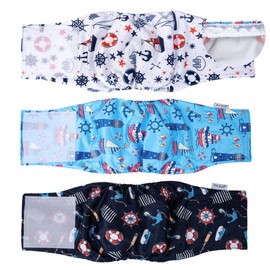Pet Soft Dog Belly Bands - Washable Dog Diapers Belly Band for Male Dogs, Reusable Male Dogs Wraps 3pack for Doggy Puppy (Sailor, S)