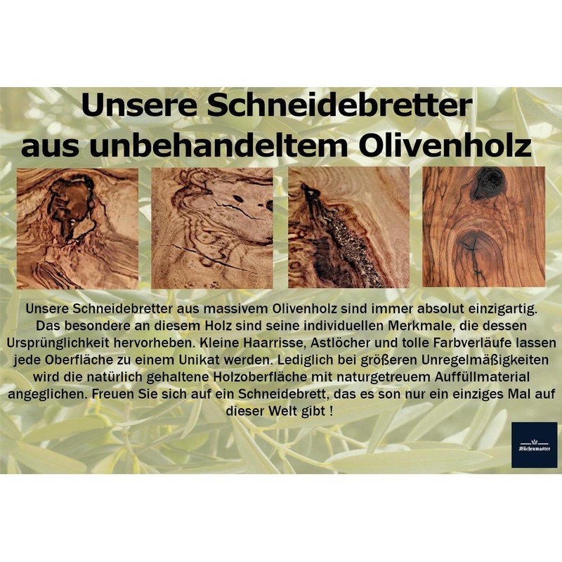Küchenmaster Olive Wood Chopping Board in Natural Cut (38-40 cm)