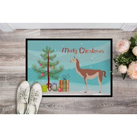 Caroline's Treasures BB9288MAT Guanaco Christmas Doormat 18x27, Teal Front Door Mat Indoor Outdoor Rugs for Entryway, Non Slip Washable Low Pile, 18H X 27W