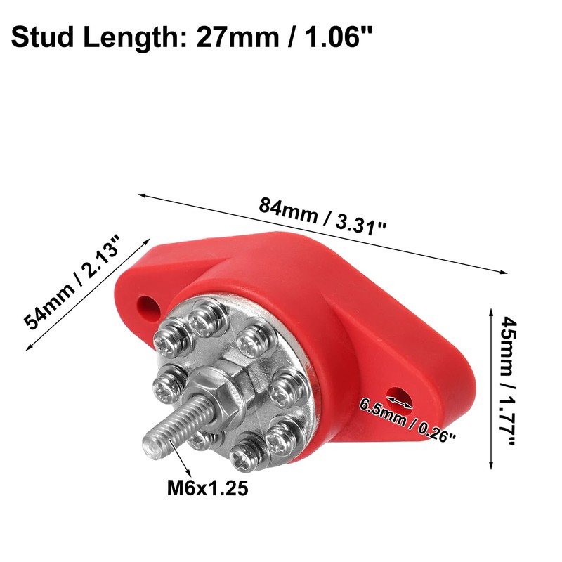 X AUTOHAUX 1/4" Power Distribution Block 8 Point Bus Bar