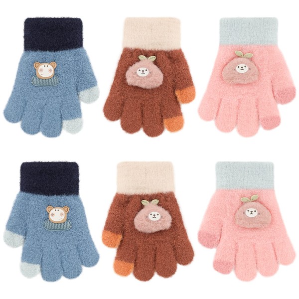 JUPSK Kids Gloves Winter Knitted Gloves Magic Full Finger Gloves
