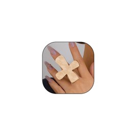 GIGB PBDK Chunky Gold Cross Rings for Women Irregular Big Double Heart Midi Rings Adjustable Exaggerated Cross Statement Rings Trendy Birthday Jewelry Gifts (Cross)
