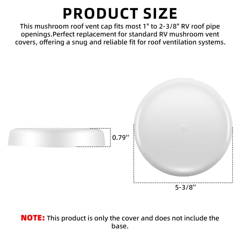 Aussio 2-Pack Mushroom Style RV Plumbing Vent Cap, Universal RV