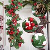 MAKHOT Christmas Garland, 6Ft Red Berries & Holly Leaves Garlands,