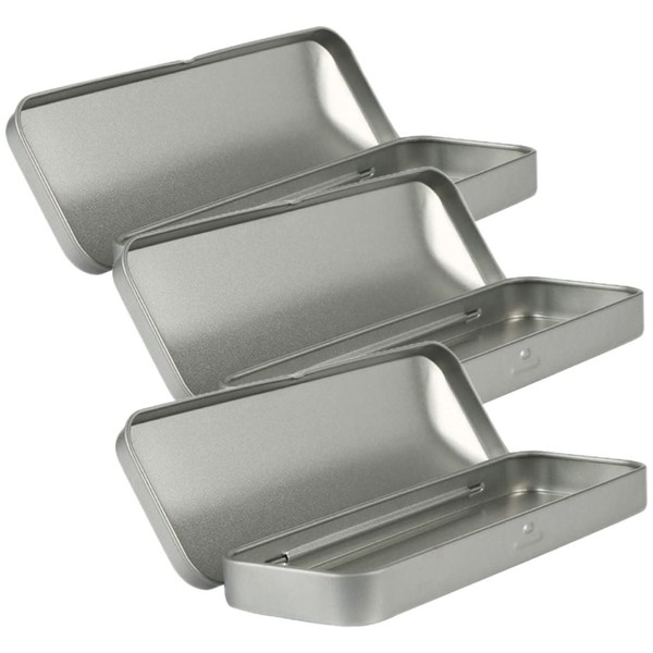NUOLUX 3pcs Cosmetic Tin Hinges Simple For School Portable Silver