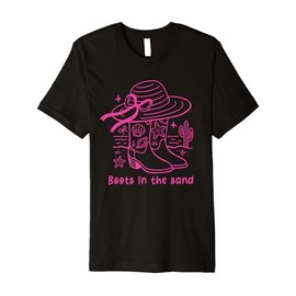Boots in The Sand Western Cowgirl Beach Country Coastal Girl Premium T-Shirt