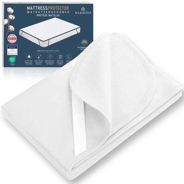 BARBONS Mattress Protector 60 x 120 cm - Oeko-Tex Certified Waterproof Mattress Topper Incontinence Pad Washable Moisture Protection Breathable (60 x 120 cm (Set of 2))