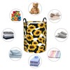 Sunflower And Cow Print Laundry Basket Funny Foldable Waterproof Oxford