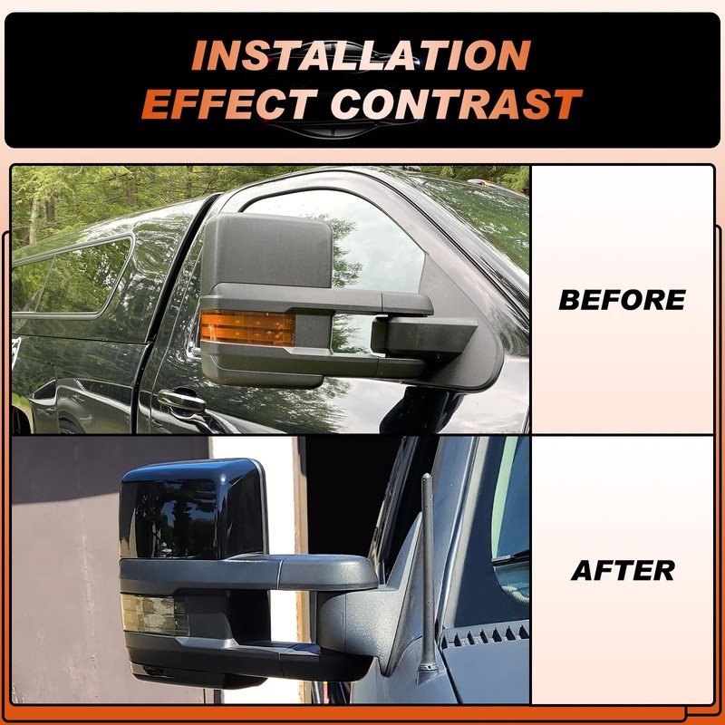 ACLONG Tow Mirror Cover Caps Glossy Black Left & Right