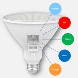 GE PAR38 LED Light Bulb, Outdoor Floodlight, 5 Color Options, Security Spotlight, Wet Rated for Any Weather Condition, Everyday and Holiday Home Decor, Medium Base (4 Pack)