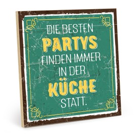 TypeStoff HS-01413 Wooden Sign with Saying - The Best Parties - Vintage Look with Quote as a Gift and Decoration on the Theme of Kitchen Baking