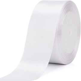 Nsilu Nsilu 25 Yards 1-1/2 inches Wide Satin Ribbon Suitable for Wedding, Party and Gift Box Packaging Ribbon (White, 1-1/2")