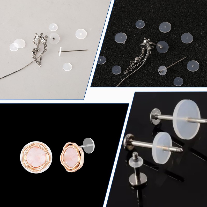JIYIN Clear Piercing Discs for Silicone Healing Earrings, Silicone Perforated