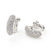 Barzaz Women's Earrings, Silver, Pave Simple, Screw Spring Type, Brass,