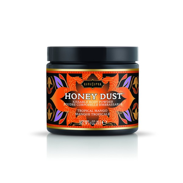 KAMA SUTRA Honey Dust Tropical Mango 6 oz/170 g - Kissable Body Powder with Feather Tickler/Applicator - Wicks Away Moisture for Sensual Body Experience