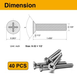 Mrosnail 40PCS Outlet Screws, Long Electrical Outlet Screws,6-32 x 1-1/2 Stainless Steel Device Mounting Screws, Outlet Cover Screws for Fixing Wonky and Sunken Outlets