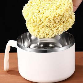 Byttlerom 1200ml Noodle Bowl with Lid, Stainless Steel Instant Noodle Bowl, Rapid Ramen Bowl with Filterable Lid Black