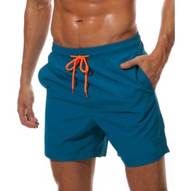 Swimming Trunks Men's Swimming Shorts Quick-Drying Leisure Beach Shorts Swimming Trunks Men with Pockets Board Shorts Swimming Trunks Men Contrasting Drawstring Swimming Shorts for Men Short, peacock