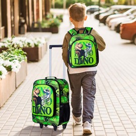 Kids Suitcase for Boys, Dinosaur Rolling Travel Carry on Luggage for Toddler Children with Wheels