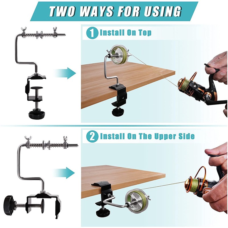 Fishing Line Reel Spooler with Adjustable Clamp Spin Fishing Line
