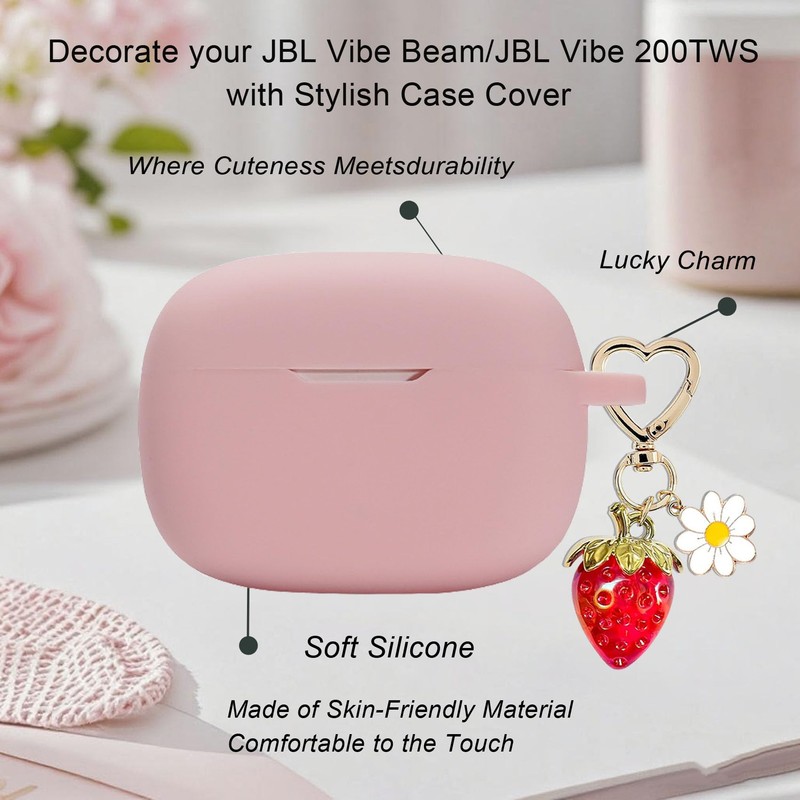 AGAOSH for JBL Vibe Beam/JBL Vibe 200TWS Case Cover,Cute Strawberry