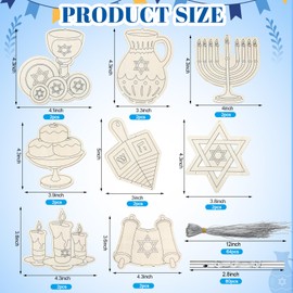 Cinnvoice 16 Set Hanukkah Wooden Wind Chimes for Outside Hanukkah Decor Wind Chime Craft Kits Hanging Mini Hanukkah Ornaments Make Your Own Wind Chime Painting Hanukkah DIY Craft Gift for Boys Girls