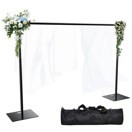 OPYRET Pipe and Drape Backdrop Stand Kit Backdrop Stand For Parties 10x10 FT Adjustable Photo Backdrop Stand Heavy Duty Background Stand for Wedding Banquet Decorations Black