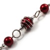 Avalaya Red Shell Composite & Imitation Pearl Bead Silver Tone