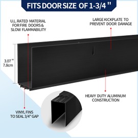 Door Draft Stoppers for Door, 39” Length Weather Stripping Door Seal, Strong Adhesive Door Sweep for Exterior and Interior Doors（Black）