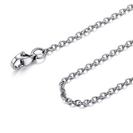 FOCALOOK Silver Chain Necklace for Women Stainless Steel 2mm 30 Inch Rolo Cable Necklace Chain