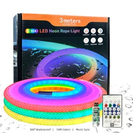 XSY CSZXINGSY 9.84FT Neon LED Rope Lights, 360° Luminous Waterproof Strip with Music Sync, Remote & APP Control, USB-Powered Flexible Lighting for Indoor/Outdoor Gaming Room, Bedroom, and Wall Decor