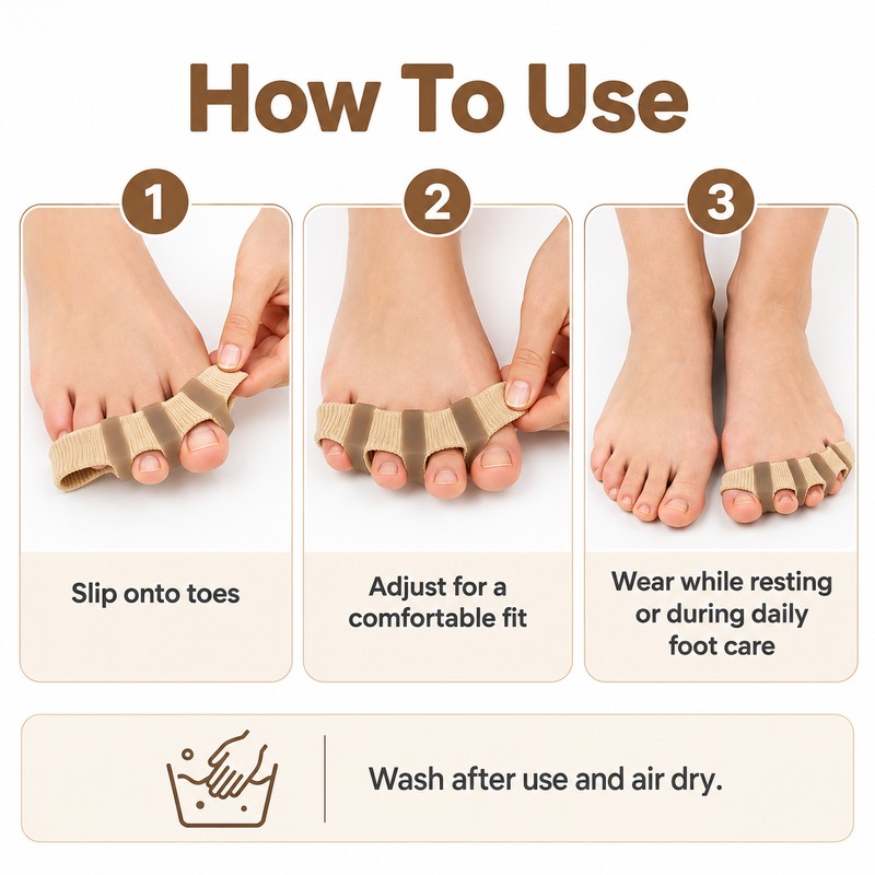 Silicone Toe Separator for Everyday Foot Care – Reusable 3-Hole