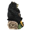 Papa Mama Black Bears and Cub Sitting On Log with
