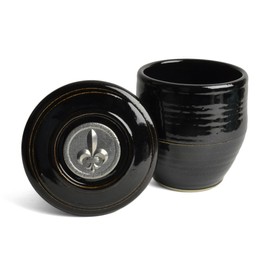 Oregon Stoneware Studio Fleur de Lys French Butter Crock, Blackberry