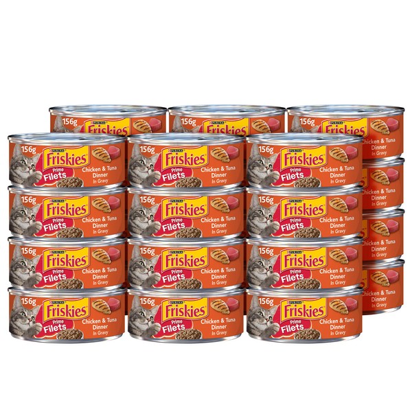 Friskies Prime Filets Chicken & Tuna In Gravy Canned Cat Food 24 - 5.5oz Cans