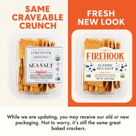 Firehook Sea Salt Crackers – Artisan Baked, Uniquely Crunchy, Baked with Simple Ingredients – Organic, Non-GMO, Kosher – 5.5 oz Box