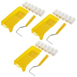 GBACHOOSE 3 Pack Mini Paint Roller, 2 Inch Small Foam Paint Roller with trays for DIY Painting on Walls & Ceiling (2" Roller Cover*18, 2" Roller Frame*3, and 2" Paint Tray*3