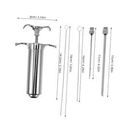 iplusmile Stainless Steel Meat Injector with Cleaning Brush Compact Turkey Injector for Juicy BBQ Cooking Kitchen Tool for Flavorful Marinades