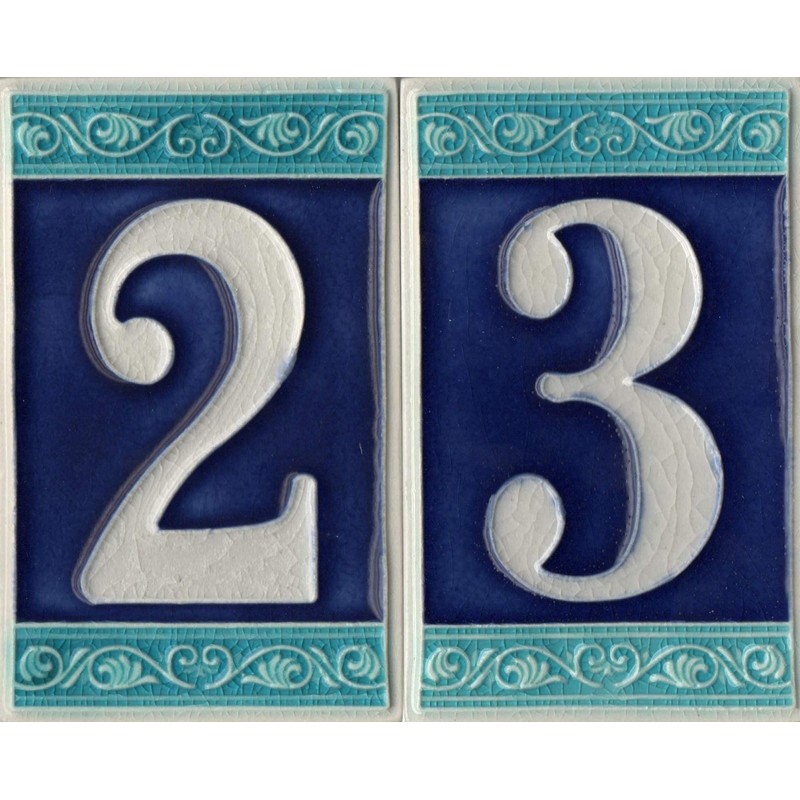 House Numbers Phosphorescent Hand Painted Italian Ceramic Roman Design Tile