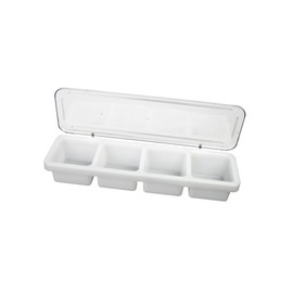 TrueCraftware- 4 Compartment Bar Caddie with Clear Cover 18" x 5" x 3”- Condiment Dispenser Serving Container Garnish Tray Bar Caddy Condiment Server Caddy Garnish Holder for Home Work Restaurant