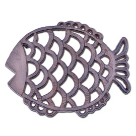Decorative Cast Iron Trivet Fish Hot Pad 7.75" Wide