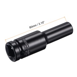 sourcing map 1/2" Drive by 8mm Deep Impact Socket, Heat-Treated CR-V Steel 3.15" Length, 6-Point Metric Sizes