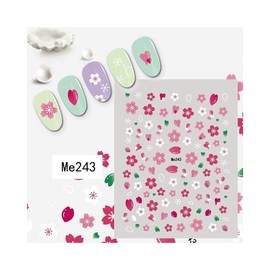 Cherry Blossoms Nail Sticker Flowers Branch Leaf Nail Decals Me243 Nail Wraps Art Stickers Manicure Supplies for Women for Home Nails Full Long Lasting Easy Apply and Remove