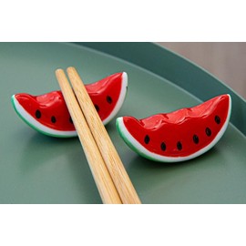 speed mao Cute Watermelon Watermelon Ceramic Chopsticks Rest Caratory, 2 Colors, Set of 6