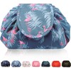 Vavabox Lazy Drawstring Make up Bag Portable Large Travel Cosmetic Bag Pouch Travel Makeup Pouch Storage Organiser for Women Girl (Flamingo)