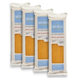 DeLallo Bucatini Pasta Noodles, 1 Pound Bag, (4 Pack), Imported Pasta from Italy, Bronze Cut, Kosher, Non-GMO