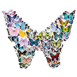simarro 120-Piece Butterfly Sticker Set, Butterfly Stickers for Children, Colourful Butterfly, Cute Graffiti Stickers, Car, Luggage, Notebook, Waterproof Stickers
